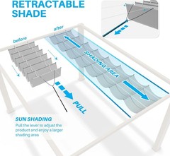 4’W x 16’L Waterproof Pergola Shade Cover Retractable Canopy Replacement,