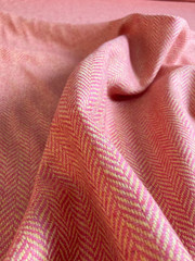 Herringbone Wool Coating in BUBBLE GUM PINK & WARM GOLD 62″ Wide By the Yard