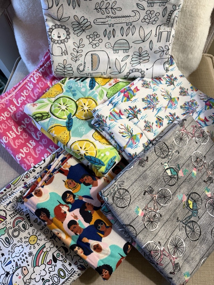 Flannel Fabric Lot Whimsical Bright Prints 14 Yards Total