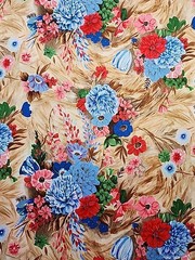 Floral Flowers Flowy Double Knit Polyester Fabric 59″w X 2yds Sewing Vintage