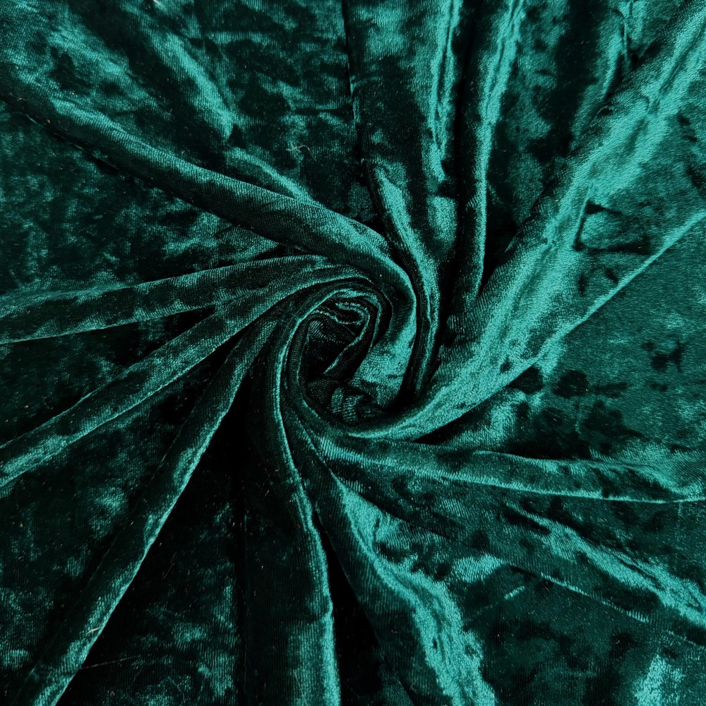 Samantha DARK HUNTER GREEN Polyester Stretch Crushed Velvet Fabric by the Yard