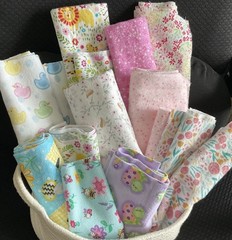 Nursery Flowers/Animals Flannel Fabric Remnants for Sewing, Quilting, or Crafts
