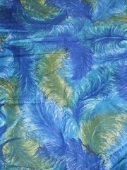 Bates Fabric Inc Vintage 60s Feather Print Rayon Blend Fabric 3.5 Yrds X 35 Wide