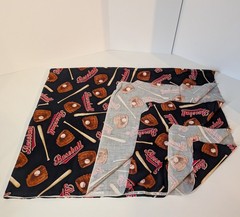 Baseball Fabric Remnant, 1.52 Yards x 44″, Colorful Sports, Black Cotton Shamash