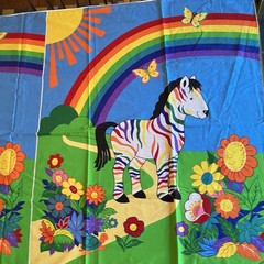 Multicolor Rainbow Animal Print Zebra Fabric Panel Cloth Colorful Printed