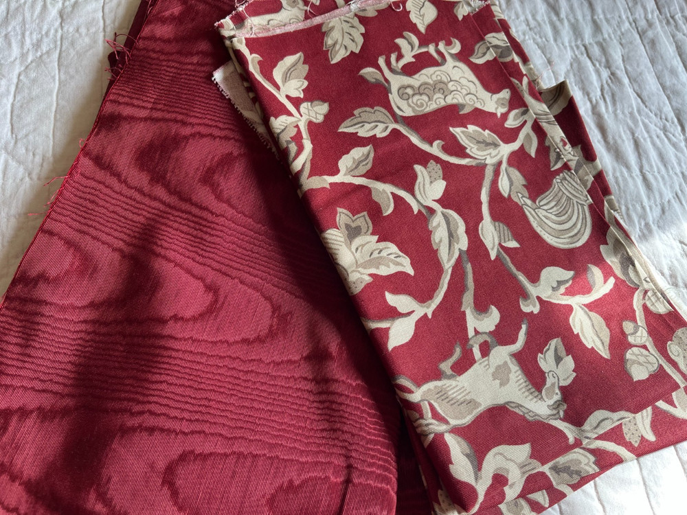 Kauffman Rustic Animal Print & Deep Cherry Moire Pieces Remnants Cotton & Blend
