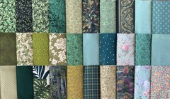 30 GREEN Floral Tonal Blenders Fat /Long Quarter Lot Quilt Cotton Fabric