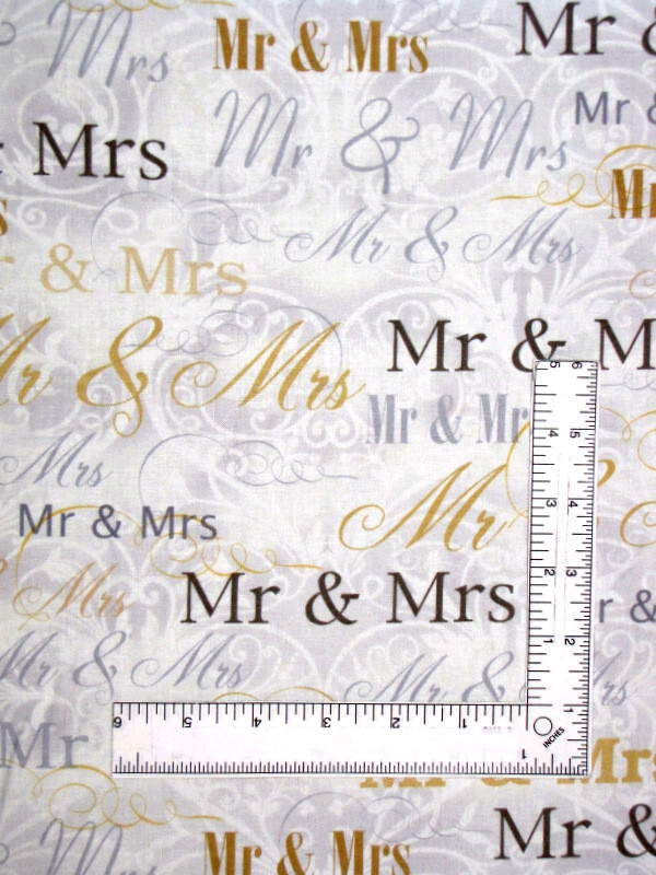 Wedding Mr. & Mrs. Fabric By The Yard Words Mr Mrs by Maria Kalinowski Benartex
