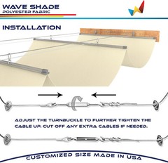 Waterproof Retractable Pergola Replacement Shade Cover Wave Sail Awning-Beige