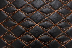 Orange Vinyl Grain Quilted Faux Leather Upholstery Fabric | Butterfly 55″ w Foam