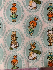 Flintstones Scrap 9″x 21”, Cotton Fabric, Fat Eighth, Pebbles, Bam Bam
