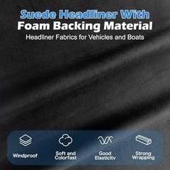 Graphene Auto Headliner Fabric with Foam Backing – Cooling & UV 36″l×60″w Black
