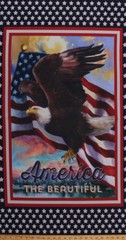 23″ X 44″ Bald Eagle Flag USA America the Beautiful Cotton Fabric Panel D578.42