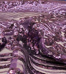 Plum Purple Floral Sequin Embroidery on Mesh Prom Sequin Fabric “Luxury Wavy”