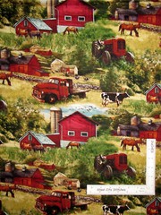 Farm Barns Trucks Cows Tractors Scenic Cotton Fabric David Textiles By The Yard