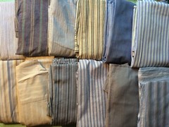 Big Scraps of 12 Men’s assorted STRIPE shirt LEFT FRONTS 100% cotton, Fabric