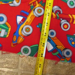 Race Car Fabric Red 44 in x 44 in remnant New
