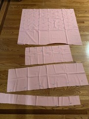 Fabric For Quilt Squares 4 Pieces Cotton Embroidered Whales Whale Print Pink