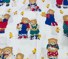 VTG ALPHABET BEARS QUILT BLOCK PRINT FOLLOW YOUR DREAM COTTON FABRIC 1 YD X 44″
