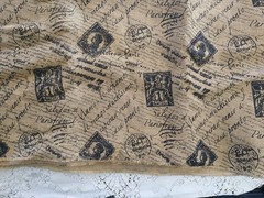 French Postal Print Jute Burlap BTY 36×48 For Crafting & Decor