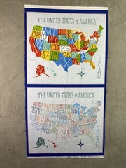 Robert Kaufman Explore America Map Panel USA States Wall Art Quilting Fabric