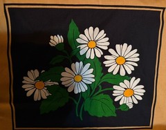 Vintage 1978 Finlayson Fabric Floral Squares 13” X 10.5” Tan Black Finland