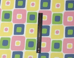 PREMIER PRINTS ILLUSIONS PINK BLUE GREEN GEOMETRIC SQUARES FABRIC 3.25 YARDS