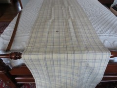 4386. Woven NUBBY BLUE PLAID on CREAM Cotton or Cotton Blend FABRIC-55″ x 3 yds.
