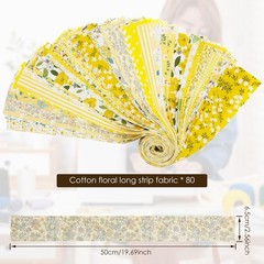80 PCS Pre-Cut Jelly Roll Fabric Strips 2.5×20 Inch Cotton Quilting Yellow