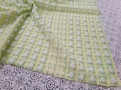 Phantom Rosebud Vintage Chenille Bedspread Fabric Yellow White 20×24″ Piece
