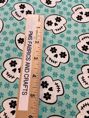 MODA Halloween Fab Boo 100% cotton fabric yard 36 x 44 AQUA 22483 15 SKULLS