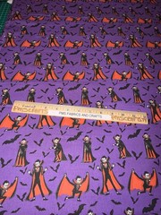 MDG Halloween Wicked Vampires on Purple 100% light weight COTTON FABRIC by yard