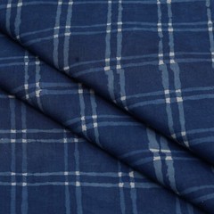 1 Yard Indian Hand Block Print Indigo Blue Cotton Natural Sanganeri Print Fabric