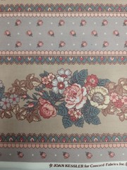 1 Yd Vintage Concord Fabrics Joan Kessler Roses & Flowers with Lines/Stripes
