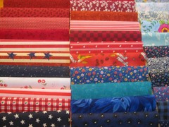 45 squares 6 x 6 quilter vintage fabric cotton red blue prints bundle lot