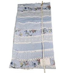 Patchwork and Lace Fabric 74×43 Blue Floral Lace Embroidered Country