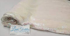 Iridescent White Glitz Sequins Fabric / 3mm Sequin on Poly Mesh BTY
