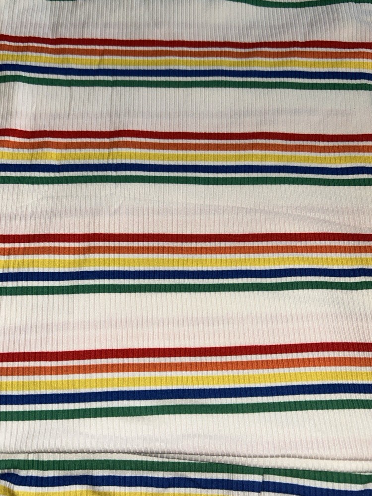1 1/3 Yard Rainbow Stripe Rib Knit Fabric Retro