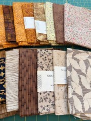 23 Fat Quarter Bundle fabric cotton quilt quilting brown gold beige yellow