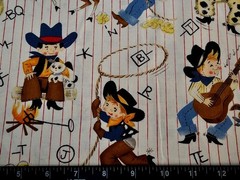 MICHAEL MILLER Fabric – WILD WEST – RETRO Cowboy Kids – by the HALF yd (18″)