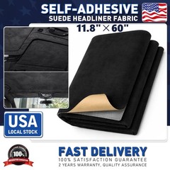 Black Suede 11.8×60″ Headliner Fabric with Adhwsive Backing Car Roof Upholstery