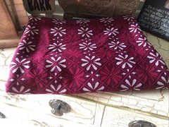 Vintage 60s Doubleknit Fabric Floral Print Retro Burgundy 1.5 Yards 60”W 54”L