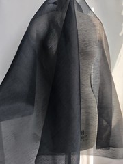 Stiff Shaped Silk Linen Fabric 55”Wide By Yard Natural Silk Flax Material Black
