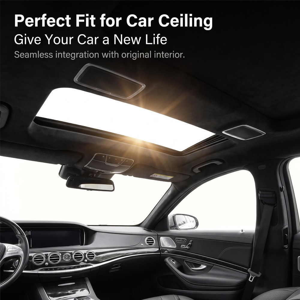 Black Suede 11.8×60″ Headliner Fabric with Adhesive Backing Car Roof Upholstery