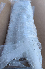 NEW Fabric Whole 6 Yard Cut 50 Inch Multi Pearl on Mesh Bridal Prom