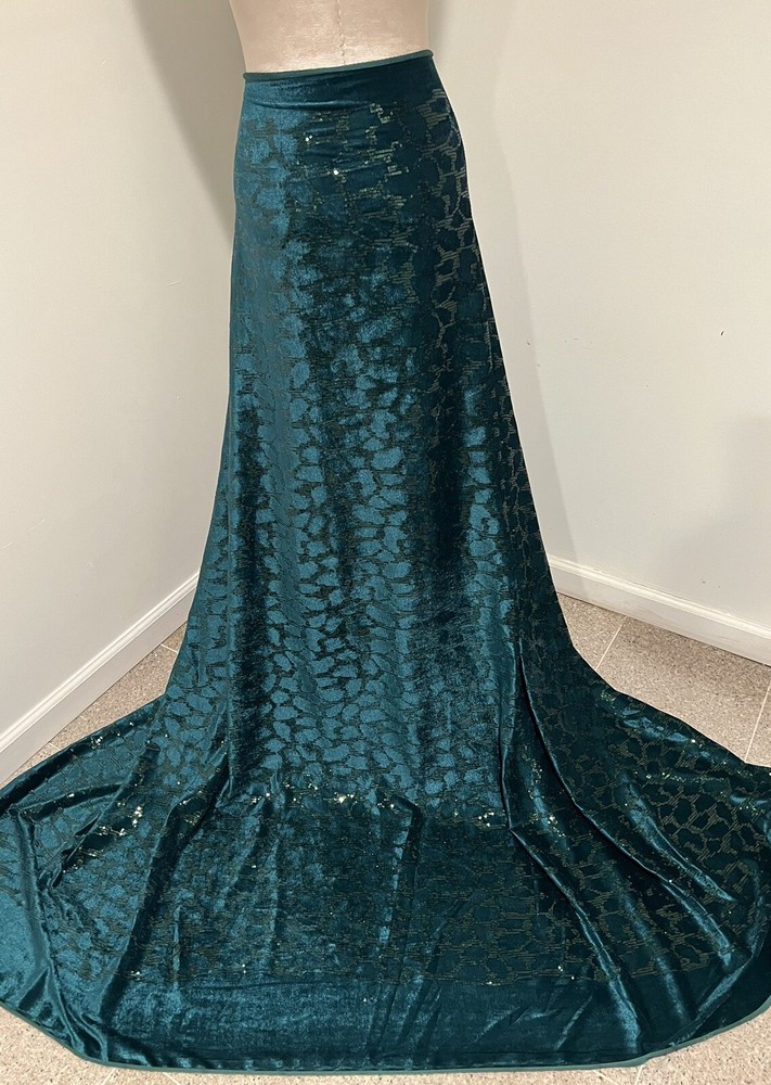 Hunter Green Stretch Velvet Sequins Embroidery fabric 60” Width Sold By Yard