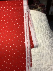 2002 Red Cotton W/ White Confetti Scattered Fabric By Spectrix 1 Yard X 45”