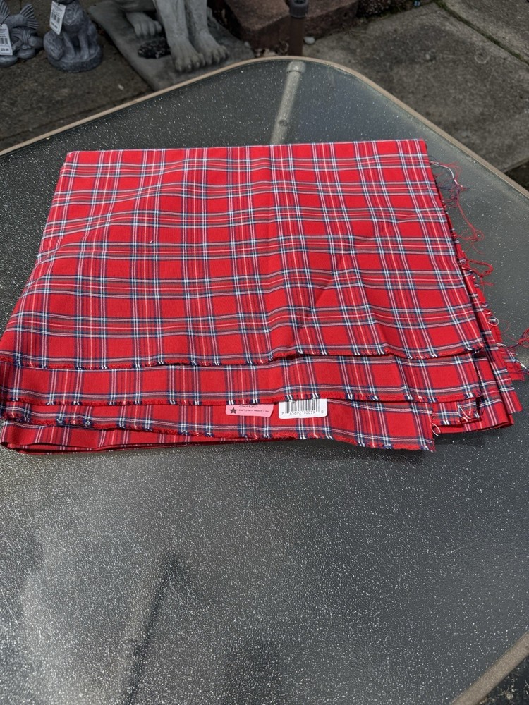 5.5 Yard Red Tartan Plaid Fabric Red Blue Green Cotton / Cotton Blend Fabric