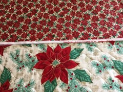 Dbl Side Pre-Quilted Fabric Large & Small Poinsettias Fabric Traditions 18×44”