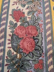 Vintage Riverdale Fabric Yellow Floral Border Print Cottagecore 80s Screen Print
